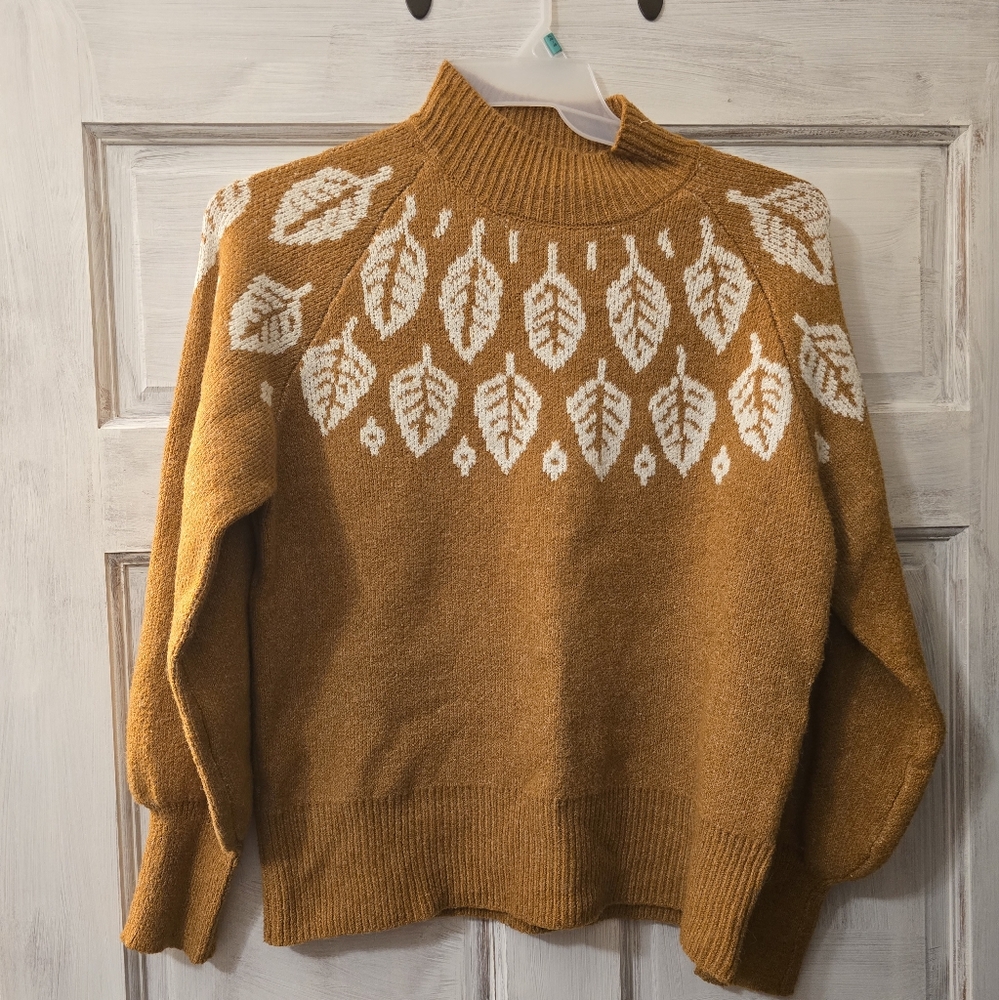 Maurices Mustard Leaf Pattern Turtleneck Sweater